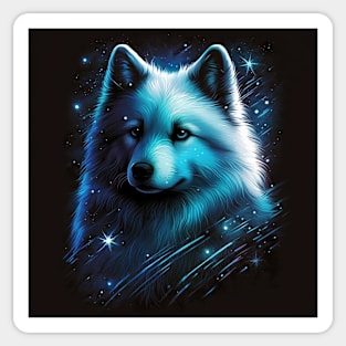 Shiny Blue Samoyed Sticker